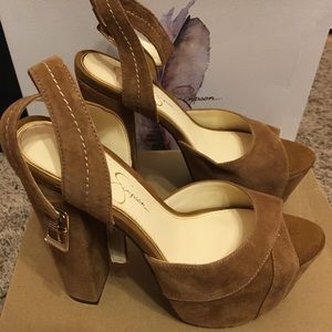 Jessica Simpson camel suede heels